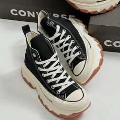 Giày Converse Trắng Đen Phối Đế Nâu