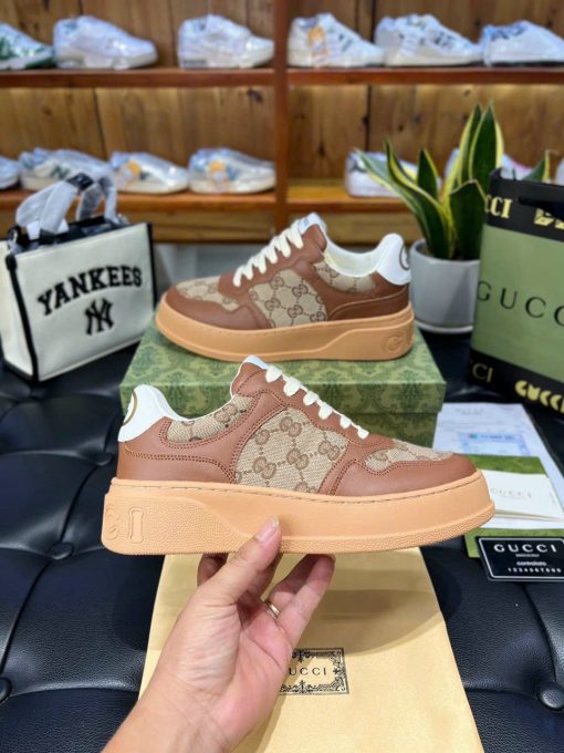 Giày Gucci GG Monogram Sneakers Màu Nâu