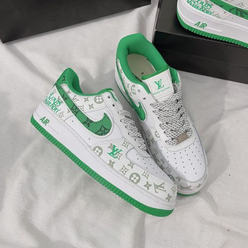 Giày Nike Air Force 1 Louis Vuitton Green White Grey