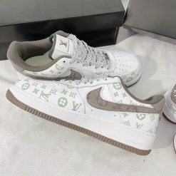 Giày LV Nike Air Force 1 White Brown