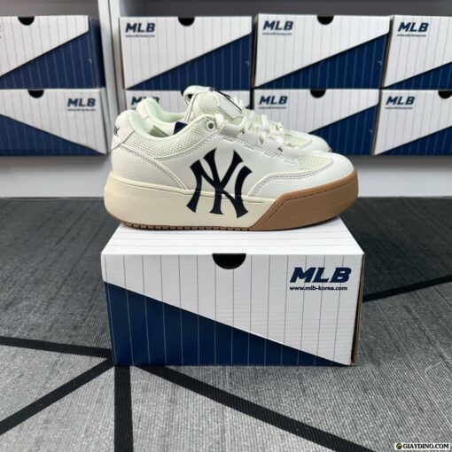 Giày MLB Chunky Wide Logo NY Màu Trắng Đế Nâu