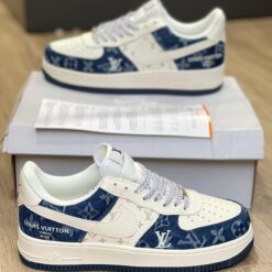 Giày Nike Air Force 1 Louis Vuitton Lv Denim Trắng Xanh Navy