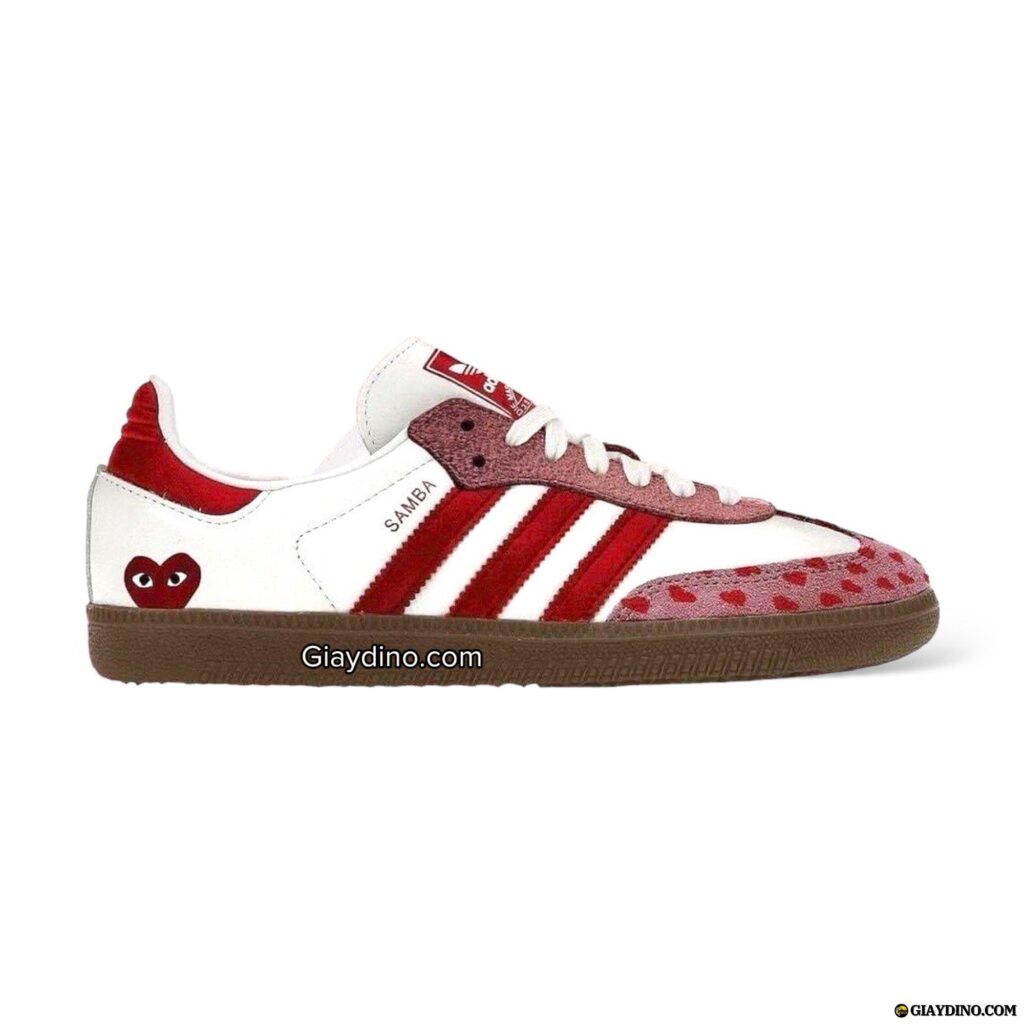 Giày Adidas Samba Comme Des Garcons Trắng Hồng Trái Tim