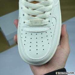 Giày Nike AF1 Trắng Logo Nâu Đế Xanh Rêu