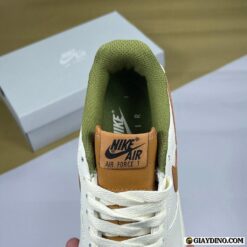 Giày Nike AF1 Trắng Nâu Đế Xanh Rêu