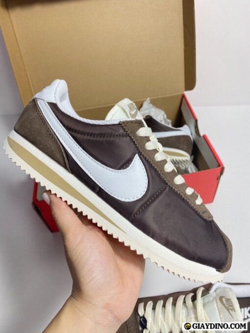 Giày Nike Cortez Textile Nâu Trắng