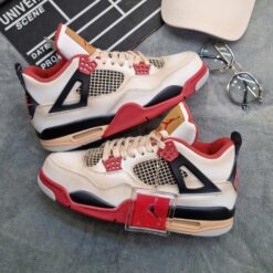 Giày Nike Air Jordan 4 Retro Cream White Black Red