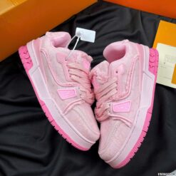 Giày Louis Vuitton LV Trainer 54 Signature Pink Denim