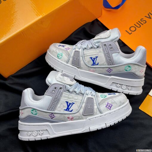 Giày Louis Vuitton LV Trainer Xám Trắng