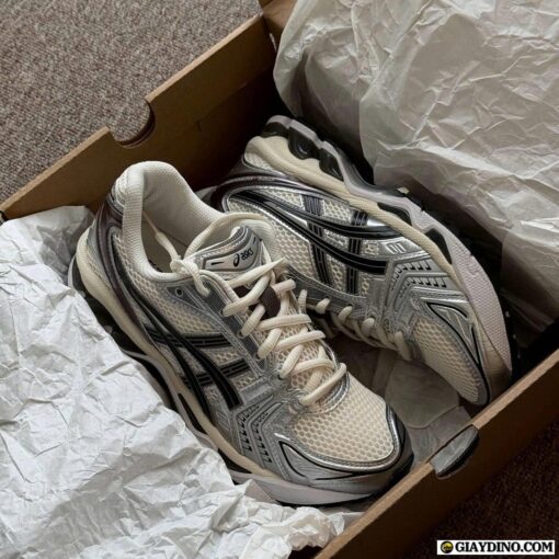 Giày Asics Gel 14 Bạc Đen Kayano Cream Black