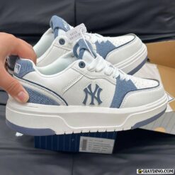 Giày MLB Chunky Liner Denim Pocket NY Trắng Xanh