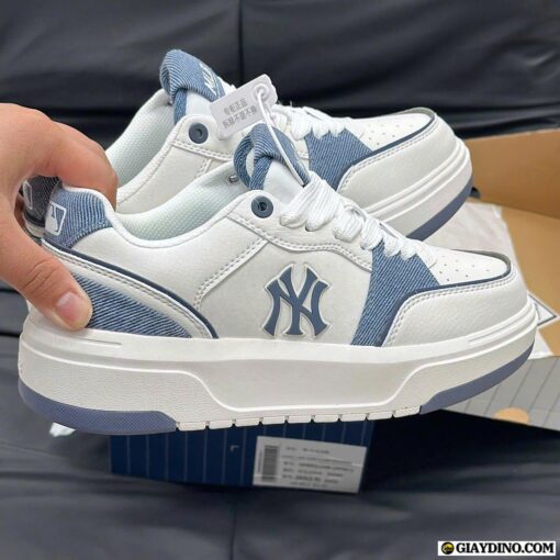 Giày MLB Chunky Liner Denim Pocket NY Trắng Xanh