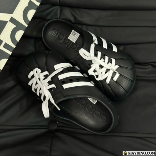 Dép Adidas Adilette Clogs Black Sọc Trắng