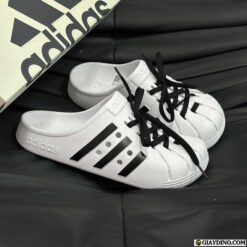 Dép Adidas Adilette Clogs White Black