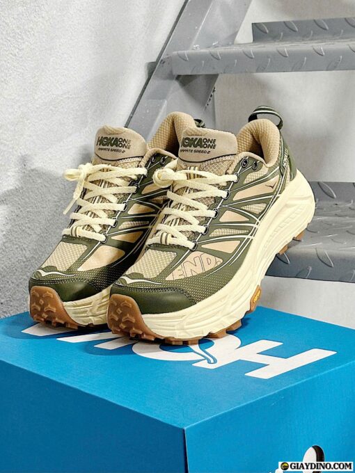 Giày Hoka One One Mafate Speed 2 END Overland Trắng Kem Xanh Rêu