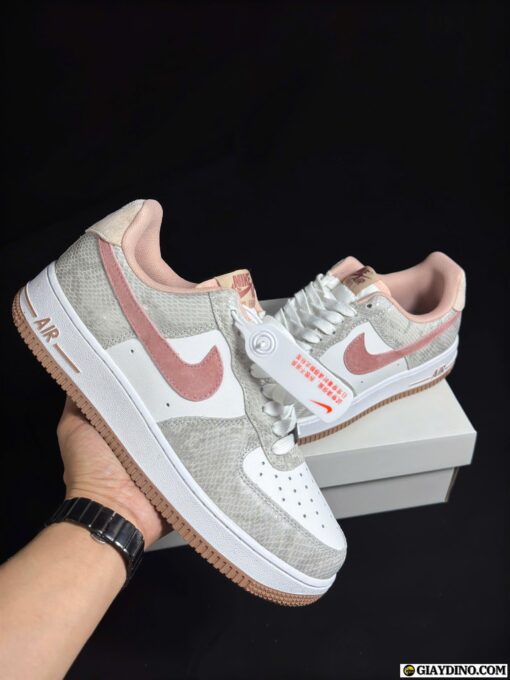 Giày Nike Air Force 1 Low 07 LV Pink Snakeskin Hồng Xám