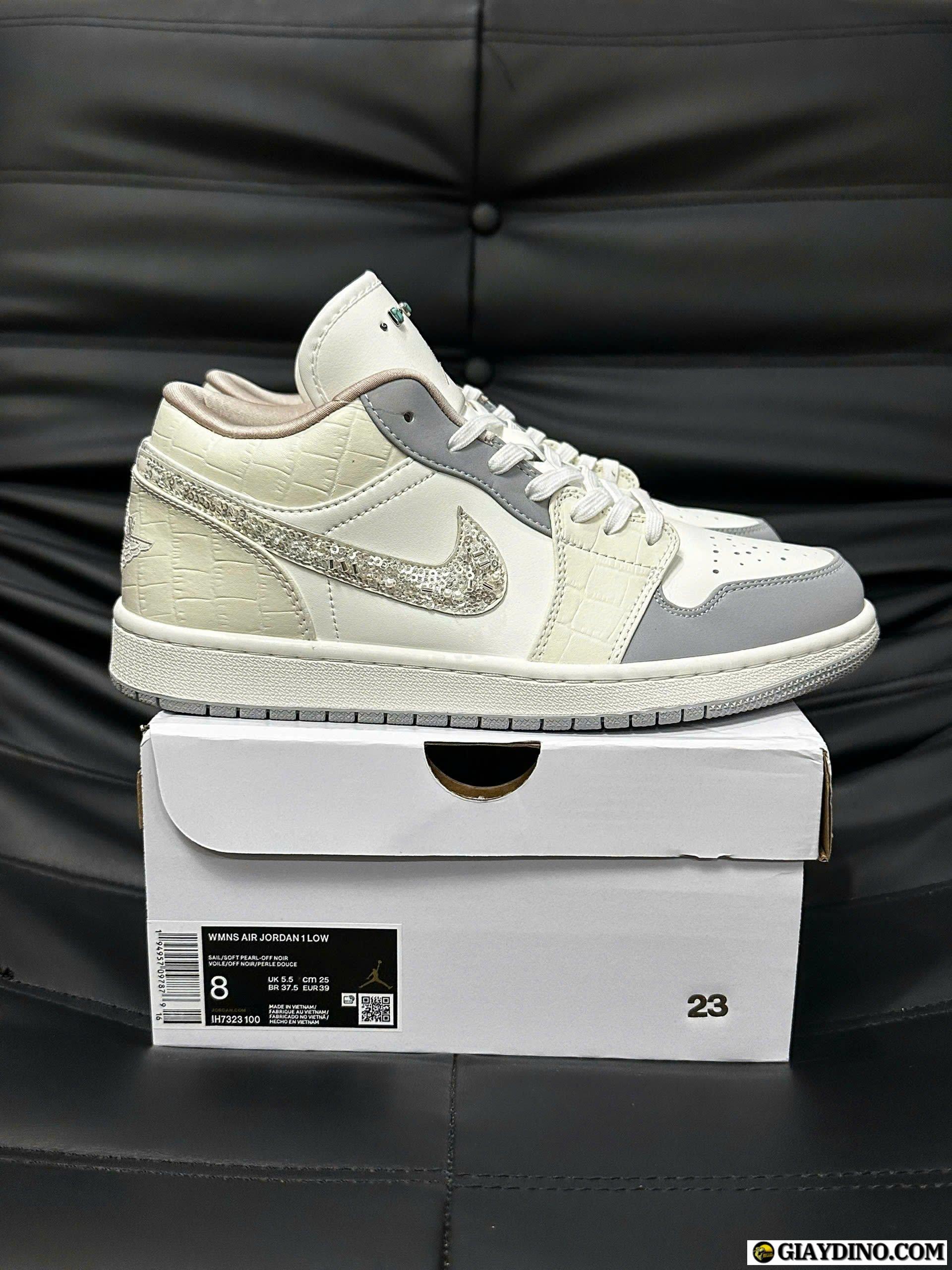 Giay Nike Air Jordan 1 Low Sail Soft Pearl Xam Trang Giày Nike Air Jordan 1 Low Sail Soft Pearl Xám Trắng