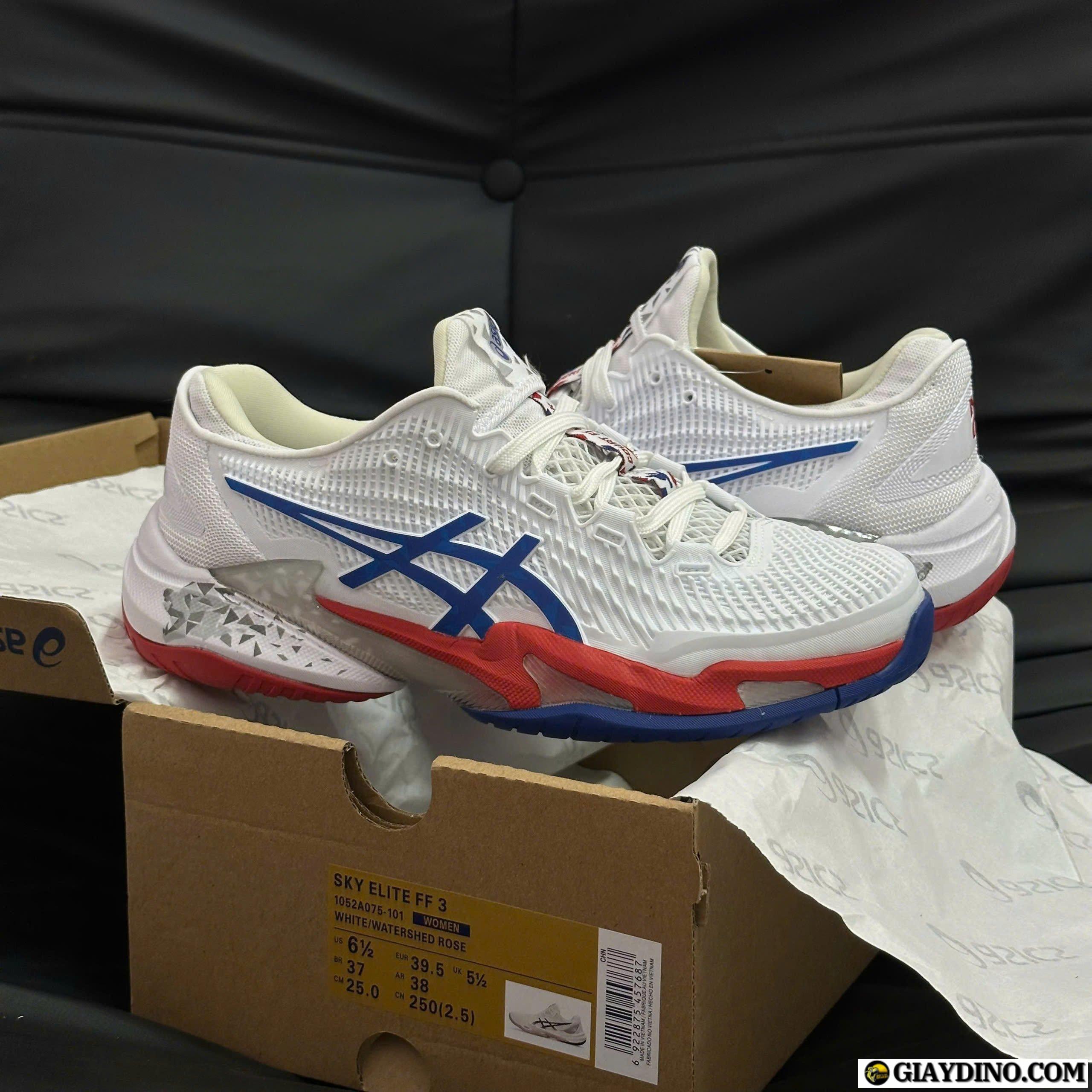 Giay Pickleball Asics Novak White Blue Trang Do Giày Pickleball Asics Novak White Blue Trắng Đỏ