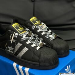Giày Adidas Superstar Sò Đen Tem Vàng