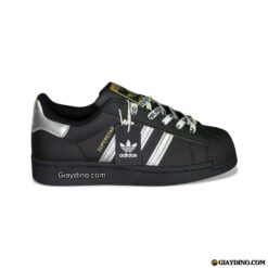 Giày Adidas Superstar Sò Đen Tem Vàng Gót Bạc Fullbox