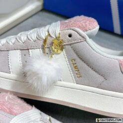 Giày Adidas Originals Campus Trắng Hồng Kèm Charm Bông