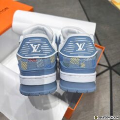 Giay Louis Vuitton LV Denim Trainer Blue Multicolor Giày Louis Vuitton Trainer Lvers Damier White Blue Denim