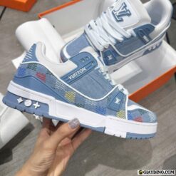 Giay Louis Vuitton Trainer Lvers Damier White Blue Giày Louis Vuitton Trainer Lvers Damier White Blue