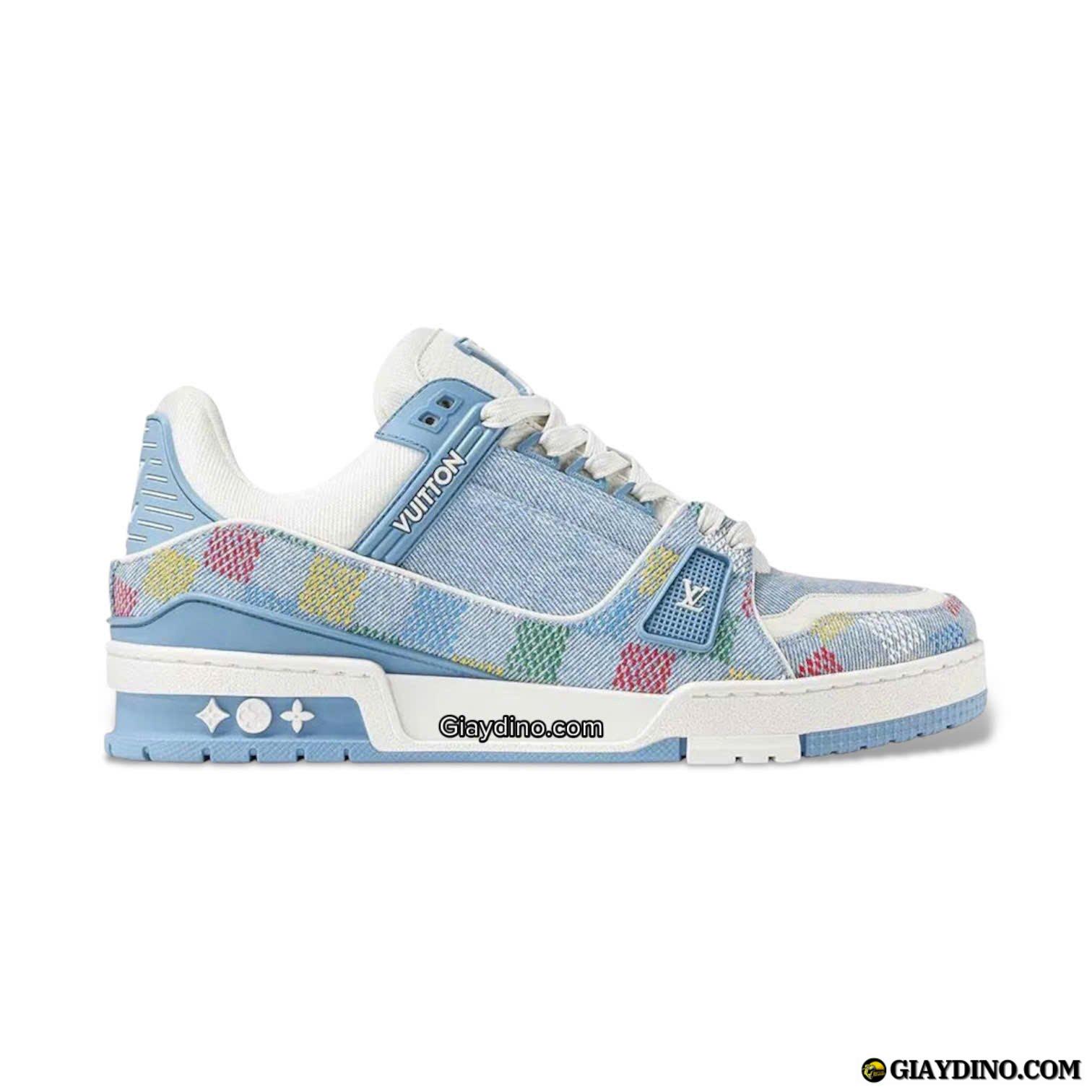Giay Louis Vuitton Trainer Lvers Damier White Blue Denim Giày Louis Vuitton Trainer Lvers Damier White Blue Denim