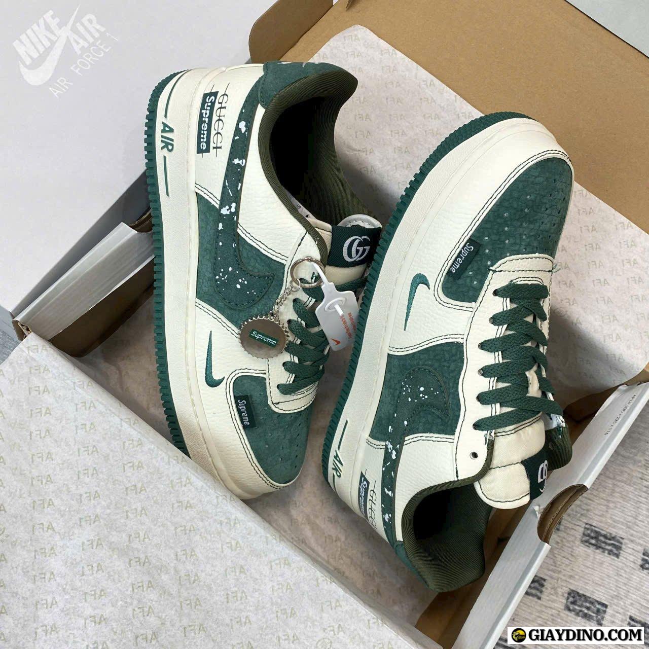 Giày Nike AF1 Gucci Trắng Xanh Green Cổ Thấp Giày Nike AF1 Gucci Trắng Xanh Green Cổ Thấp
