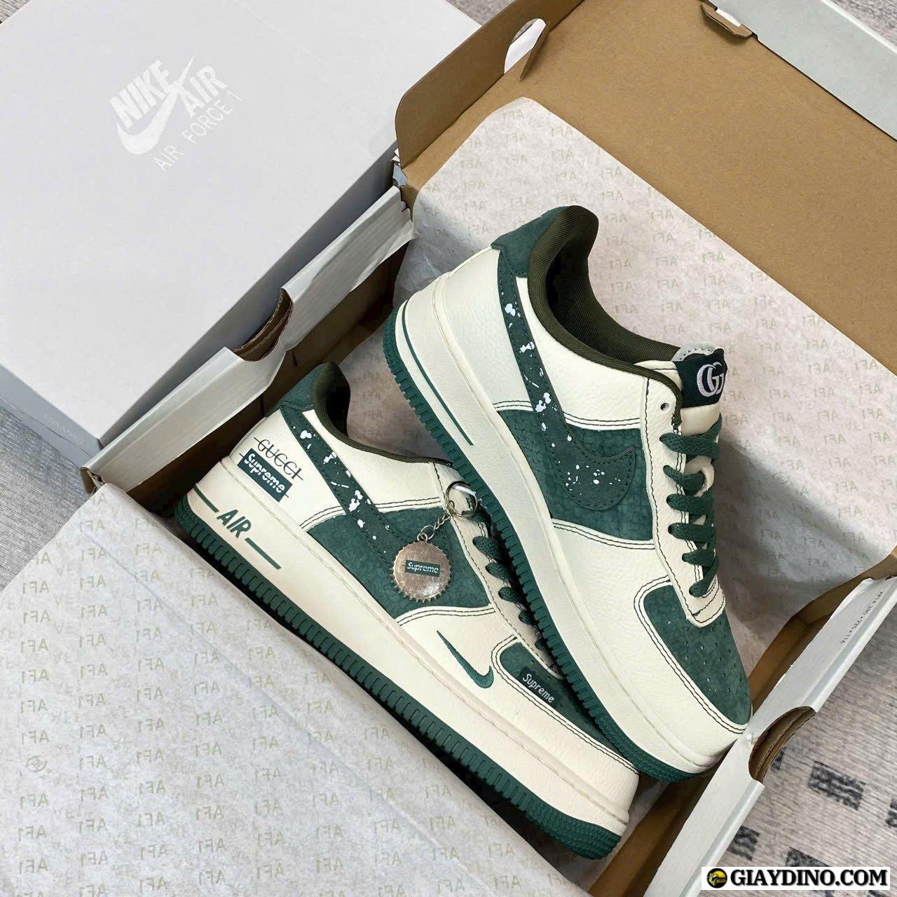 Giày Nike Air Force 1 AF1 Supreme Gucci Trắng Xanh Lá Giày Nike Air Force 1 AF1 Supreme Gucci Trắng Xanh Lá