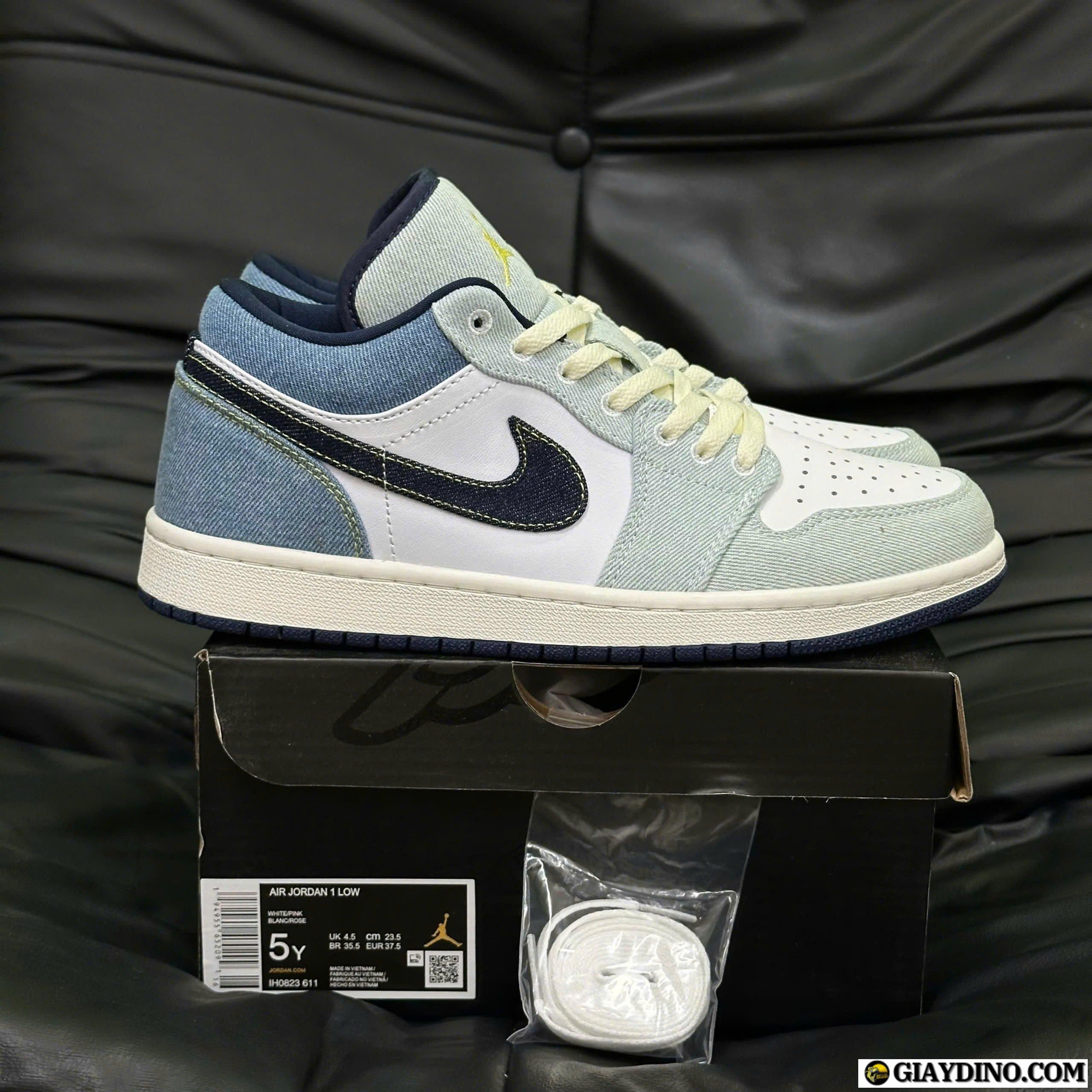 Giày Jordan 1 Cổ Thấp SE Trắng Xanh Denim Giày Jordan 1 Cổ Thấp SE Trắng Xanh Denim