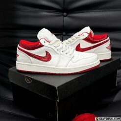 Giày Jordan 1 Low Metallic Red White Swoosh Trắng Đỏ