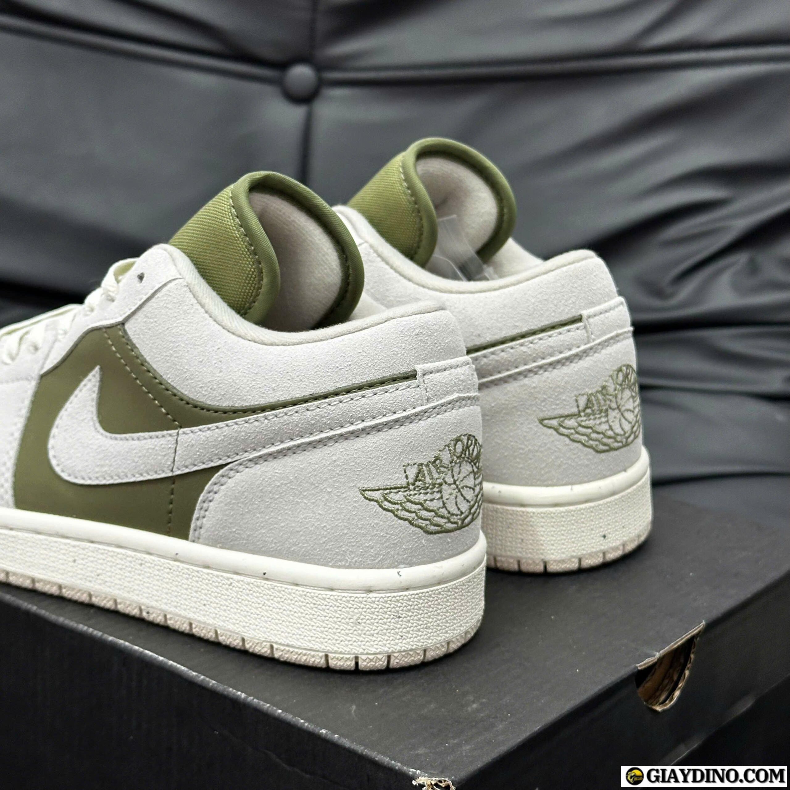 Giày Jordan 1 Medium Olive Sail Xanh Trắng Giày Jordan 1 Medium Olive Sail Xanh Trắng
