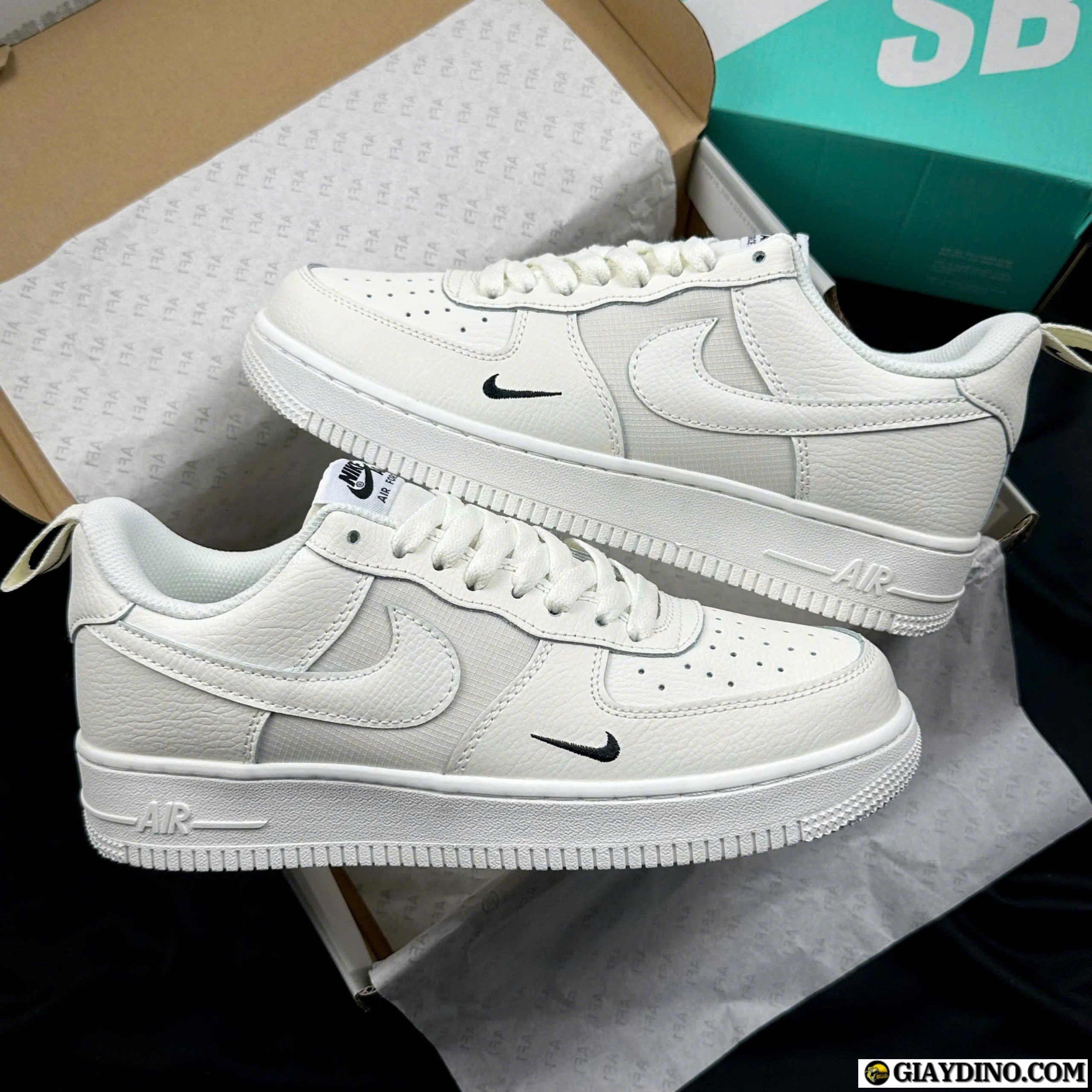 Giày Nike Air Force 1 Low Sail Ripstop Trắng Đen Giày Nike Air Force 1 Low Sail Ripstop Trắng Đen