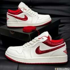Giày Nike Air Jordan 1 Low Đỏ Trắng Bling