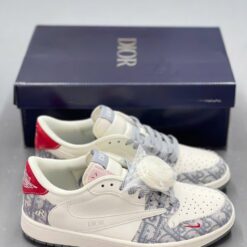 Giay Nike Air Jordan 1 Low Travis Scott Dior xam Trang Giày Nike Air Jordan 1 Low Travis Scott Dior xám Trắng
