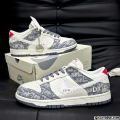 Giay Nike SB Dunk Low Top Dior Trang Xam Giày Nike SB Dunk Low Top Dior Trắng Xám