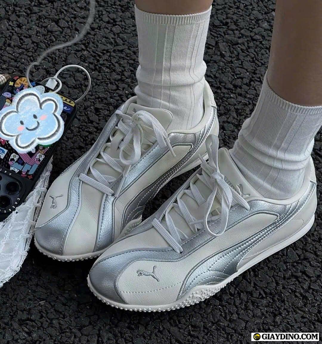 Giày Puma Bella V2 Leather White Silver Giày Puma Bella V2 Leather White Silver