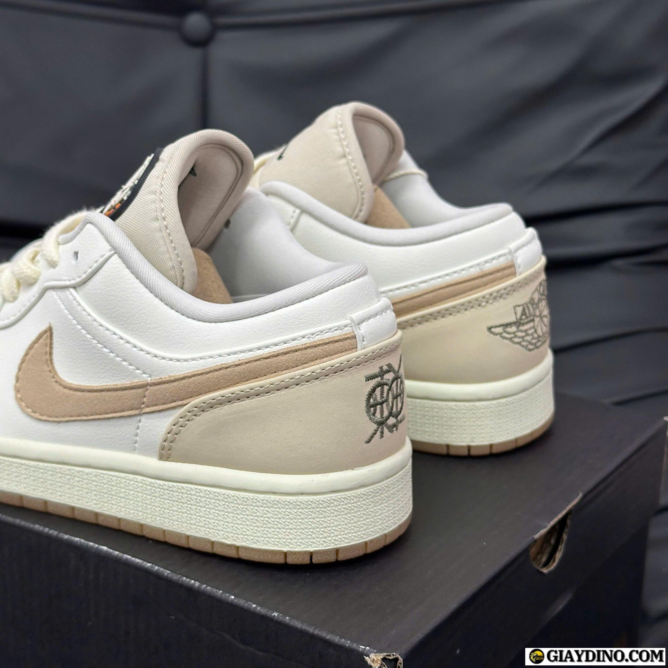 Gót Giày Jordan 1 Cổ Thấp Dongdan Nâu Trắng Gót Giày Jordan 1 Cổ Thấp Dongdan Nâu Trắng