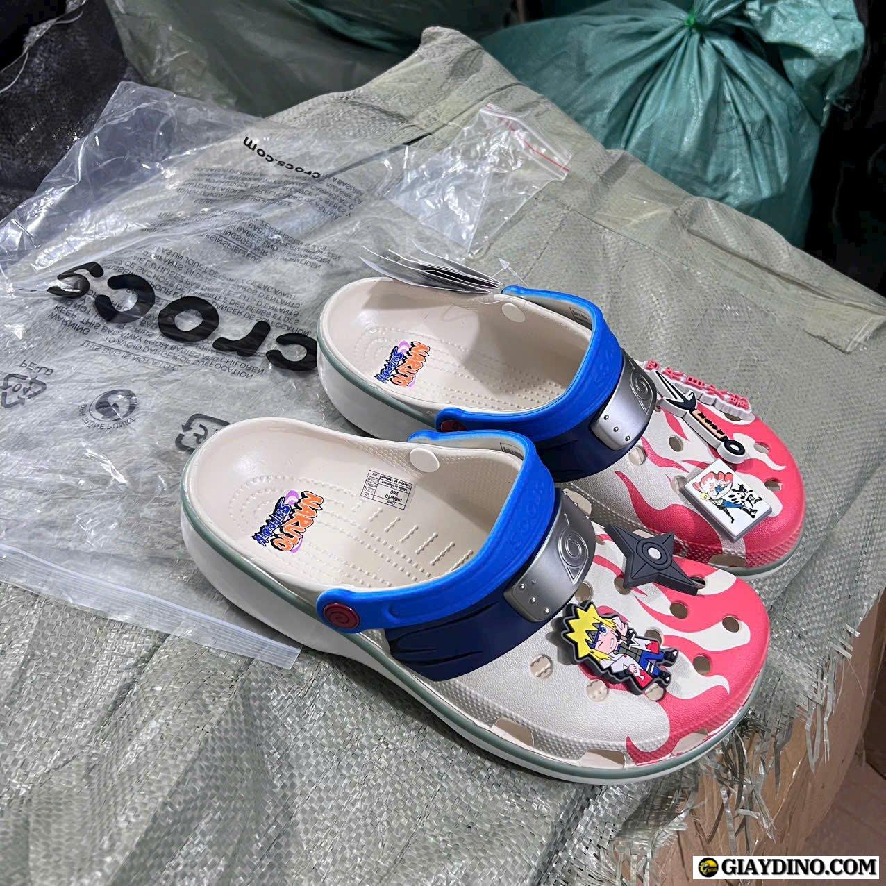 Dép Crocs Naruto Kem Đỏ Xanh Dép Crocs Naruto Kem Đỏ Xanh