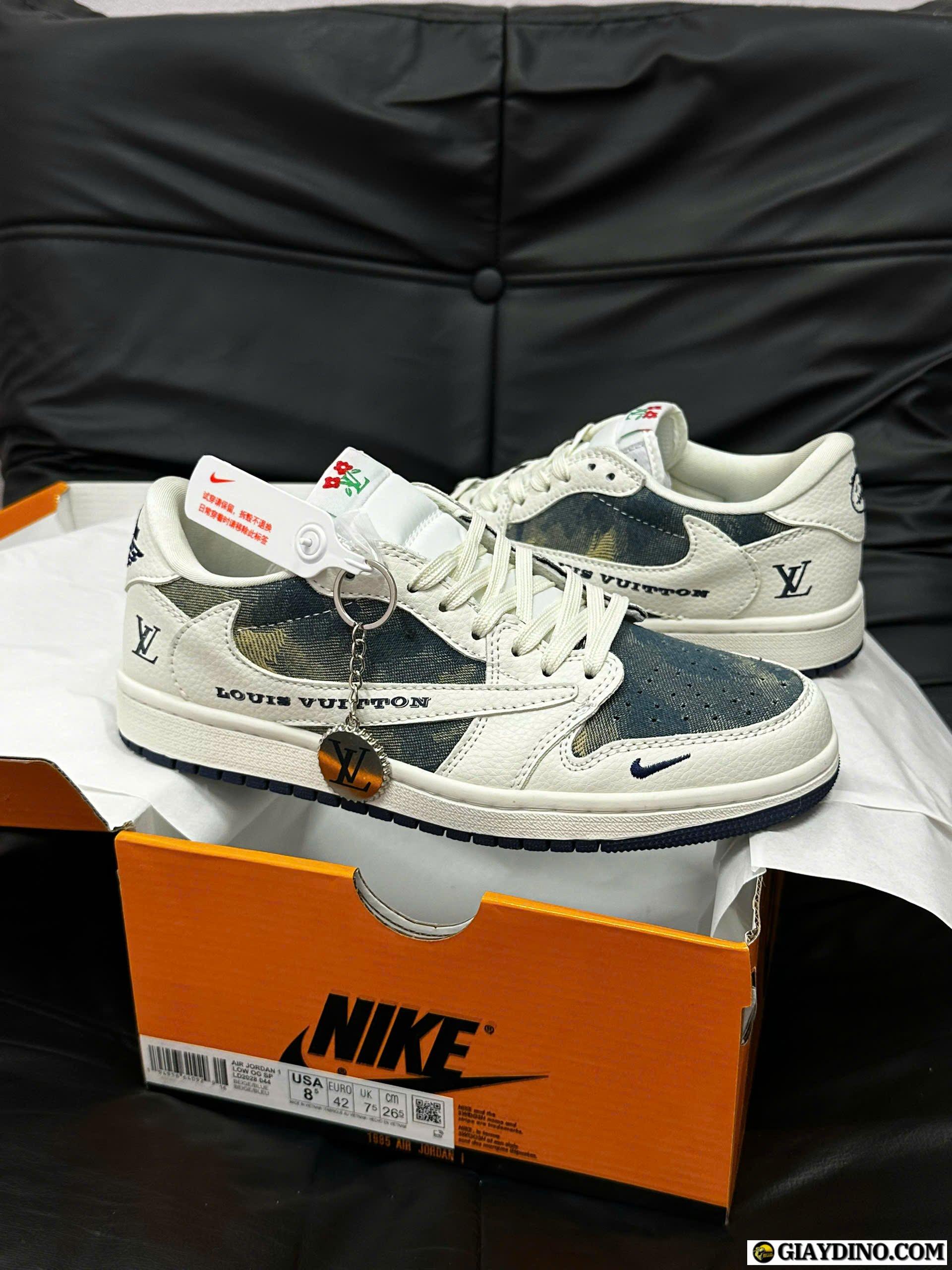 Giày Air Jordan 1 Low Travis Scott x LV White Cream Denim Blue Giày Air Jordan 1 Low Travis Scott x LV White Cream Denim Blue