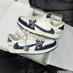 Giay Nike Air Jordan 1 Low Travis Scott x Gucci Trang Xanh Navy 1 Giày Nike Air Jordan 1 Low Travis Scott x Gucci Trắng Xanh Navy
