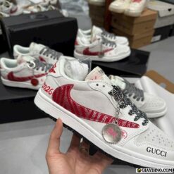 Giay Nike Air Jordan 1 Low Travis Scott x Gucci White Red Giày Nike Air Jordan 1 Low Travis Scott x Gucci White Red