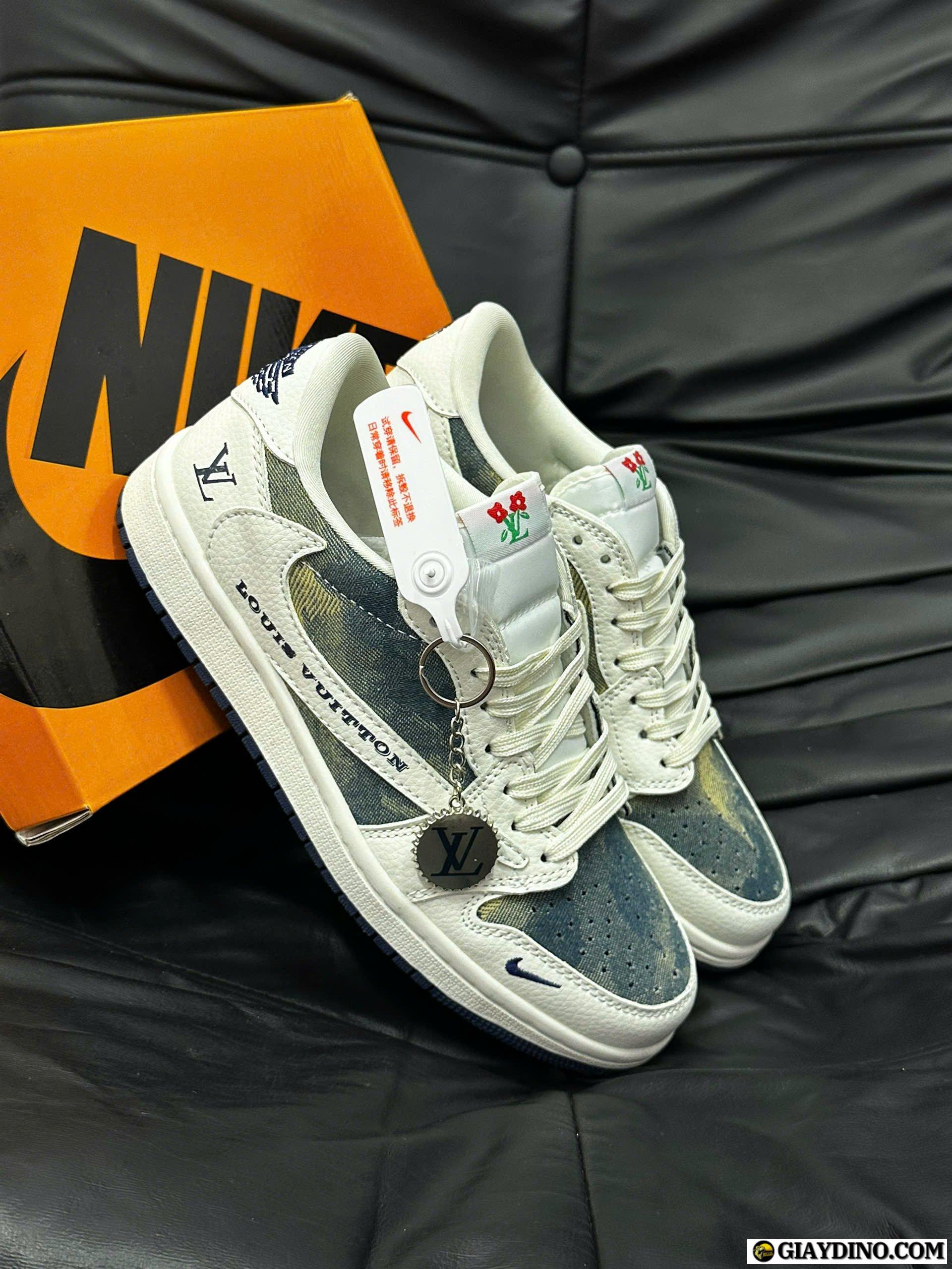 Giày Nike Air Jordan 1 Low Travis Scott x LV White Cream Denim Blue Giày Nike Air Jordan 1 Low Travis Scott x LV White Cream Denim Blue