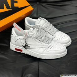 Giay Nike Air Jordan 1 Low Travis Scott x LV White Silver Giày Nike Air Jordan 1 Low Travis Scott x LV White Silver