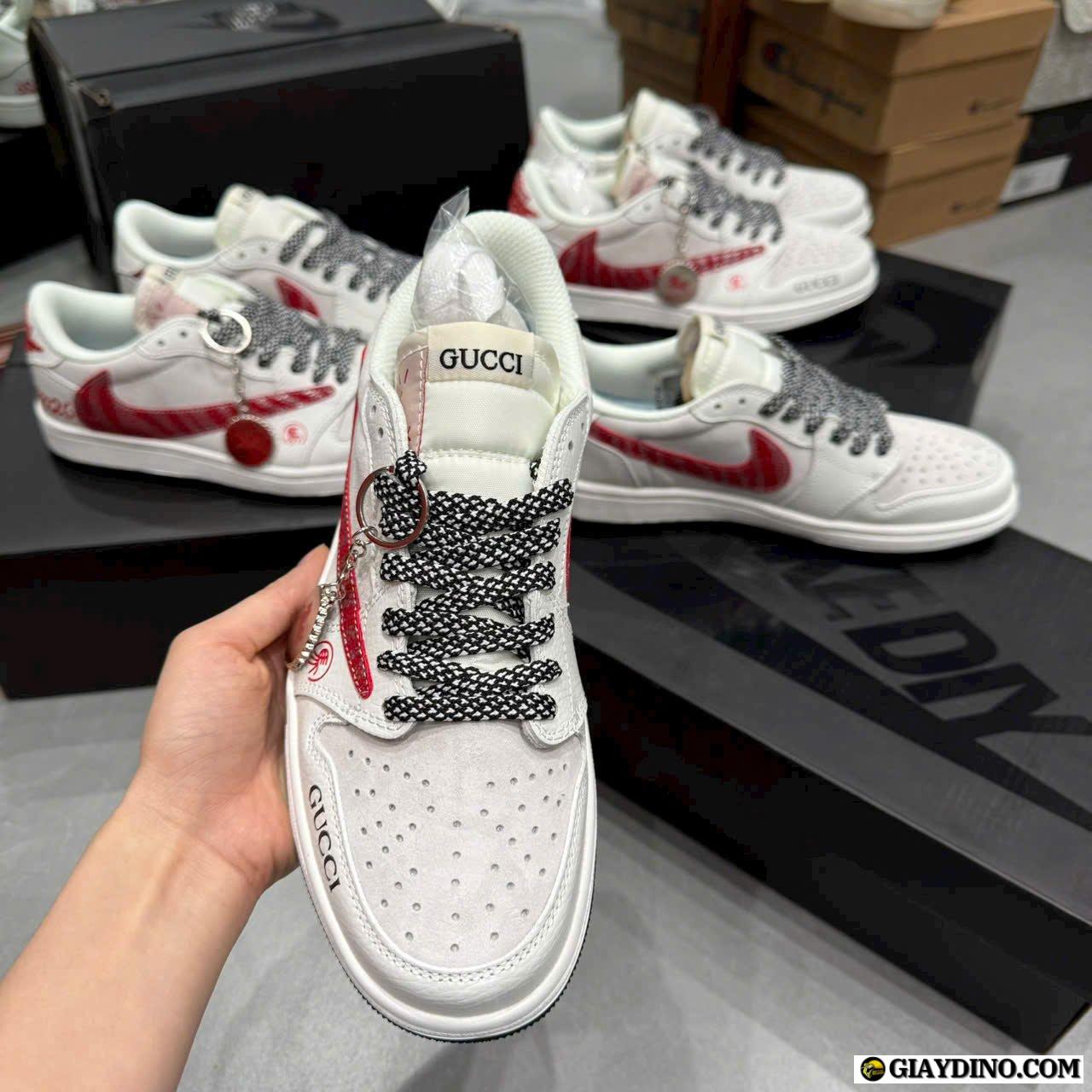 Giày Nike Air Jordan Low Travis Gucci White Red Trắng Đỏ Giày Nike Air Jordan Low Travis Gucci White Red Trắng Đỏ