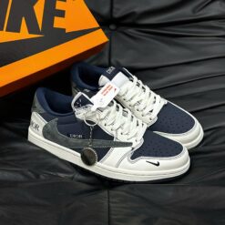 Giay Nike Air Jordan Low Travis Scott Dior Grey Navy Blue Xam Xanh Navy Giày Nike Air Jordan Low Travis Scott Dior Grey Navy Blue Xám Xanh Navy
