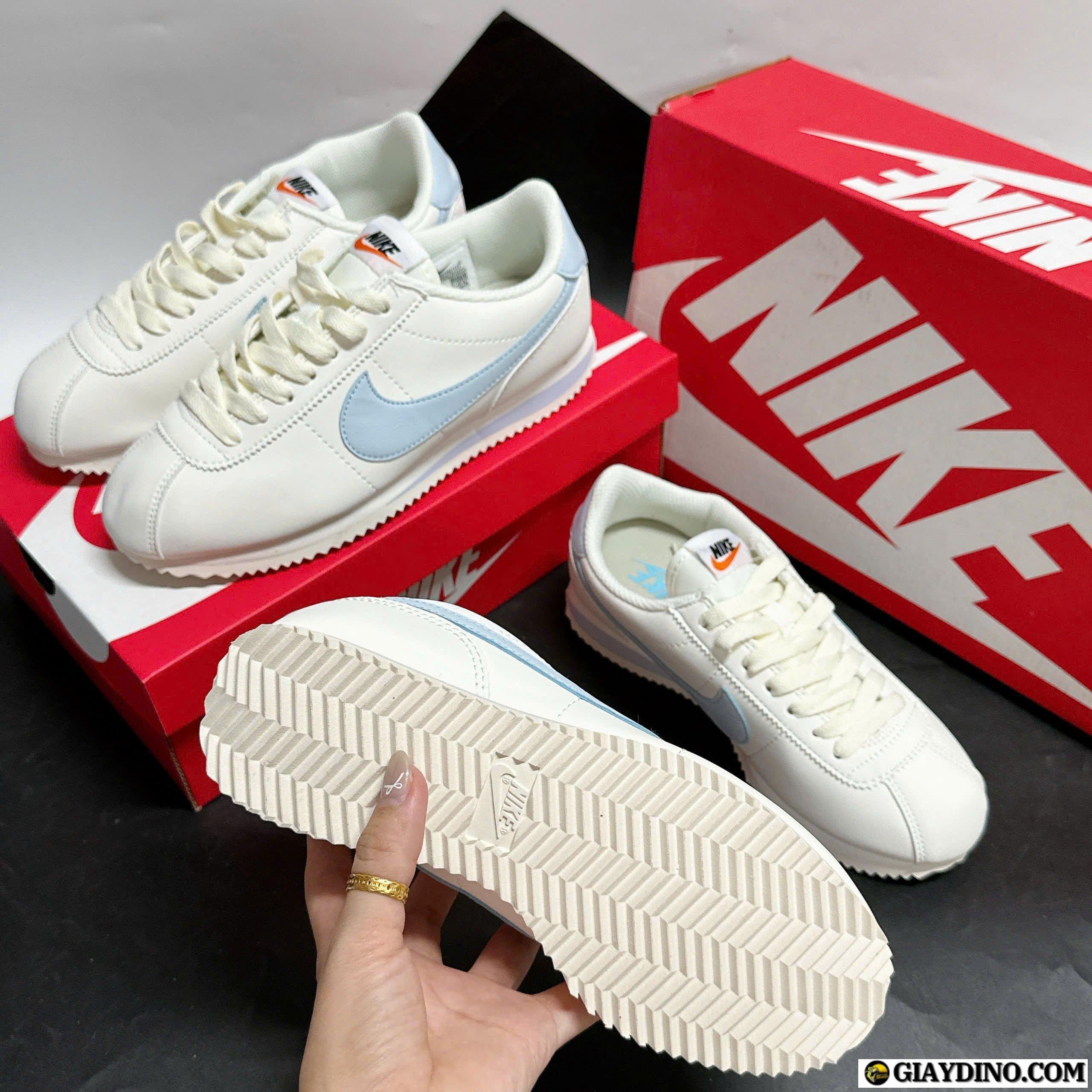 Giày Nike Cortez Kem Xanh Beige Blue Giày Nike Cortez Kem Xanh Beige Blue