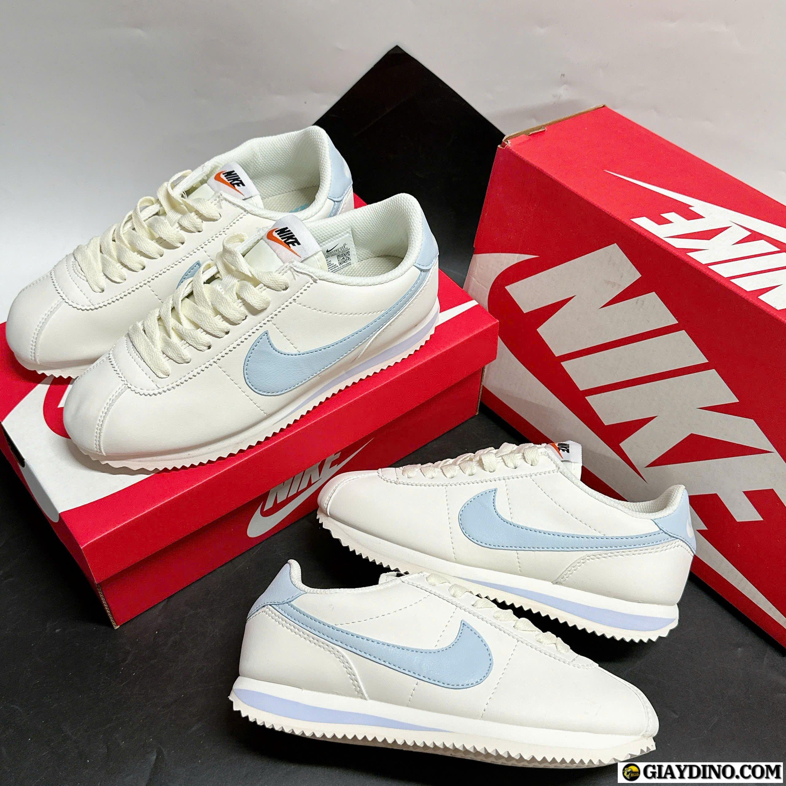 Giày Nike Cortez White Light Armory Blue Trắng Xanh Giày Nike Cortez White Light Armory Blue Trắng Xanh