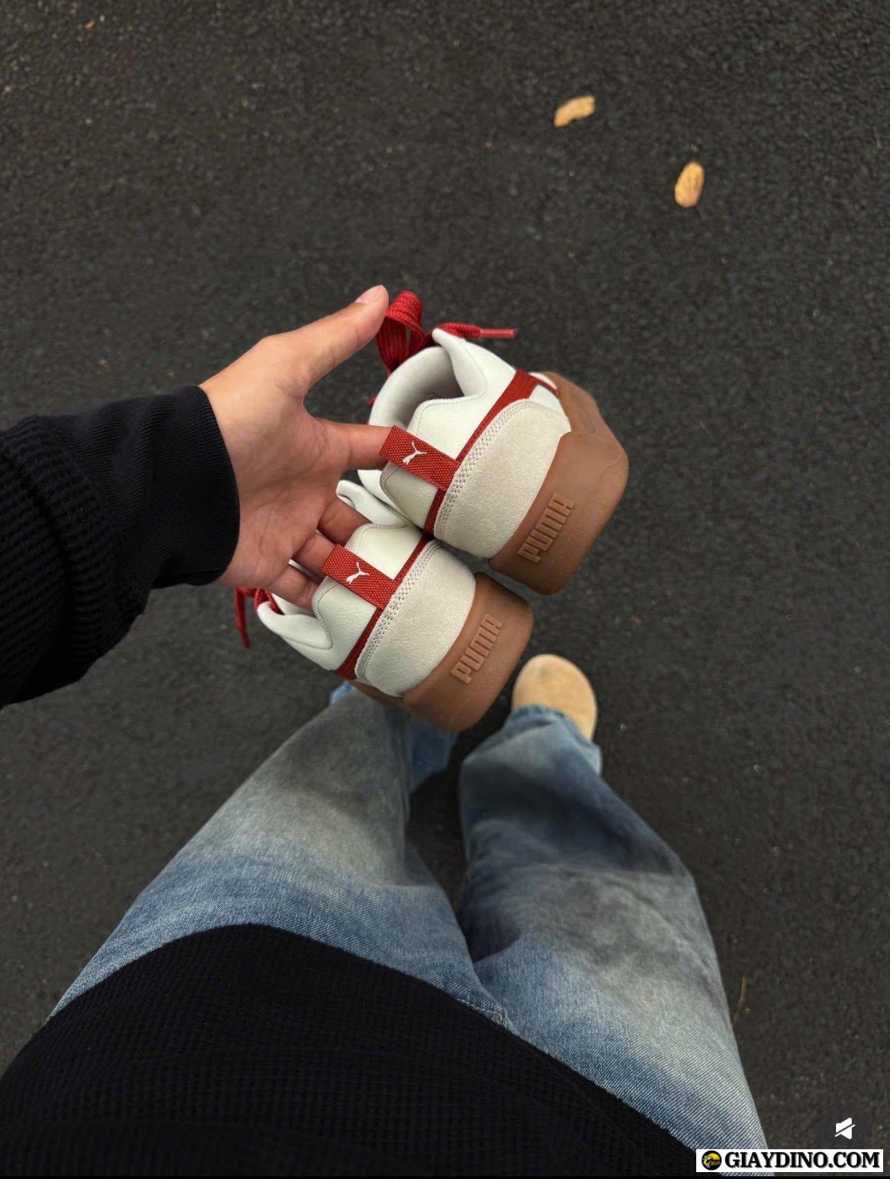 Giày Puma Park Life Style Đế Nâu Trắng Đỏ Giày Puma Park Life Style Đế Nâu Trắng Đỏ